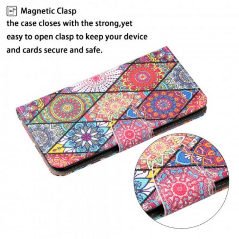 Flipové Pouzdro Na Oppo A15 Patchwork S Lanyardem