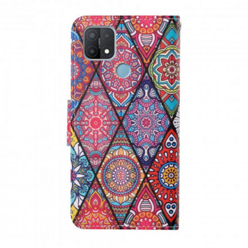 Flipové Pouzdro Na Oppo A15 Patchwork S Lanyardem