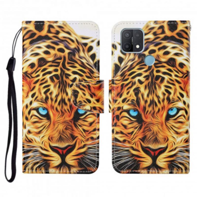 Flipové Pouzdro Na Oppo A15 Tygr S Lanyardem
