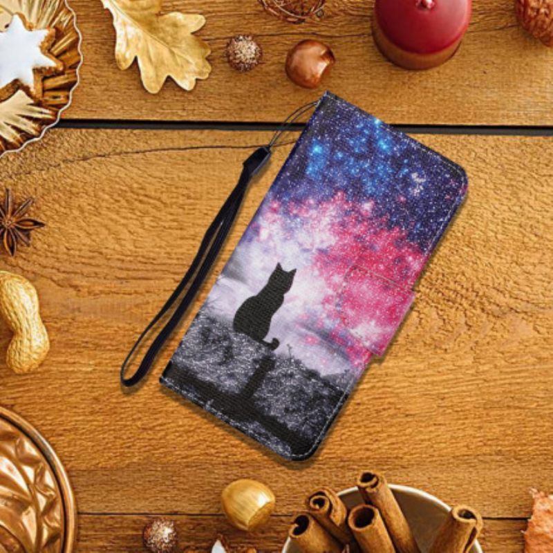Kožené Pouzdro Na Oppo A15 Kočičí Příběhy S Lanyardem