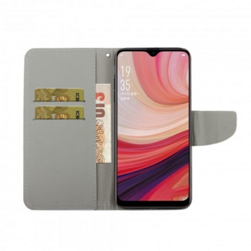 Kožené Pouzdro Na Oppo A15 Kočičí Příběhy S Lanyardem