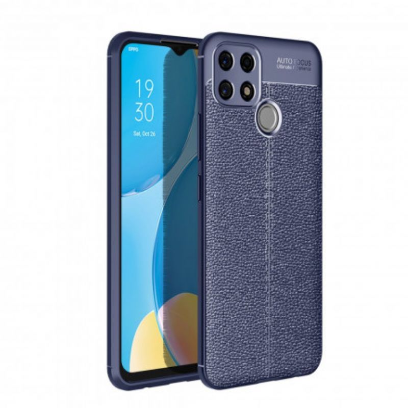 Kryt Na Oppo A15 Leather Effect Litchi Double Line