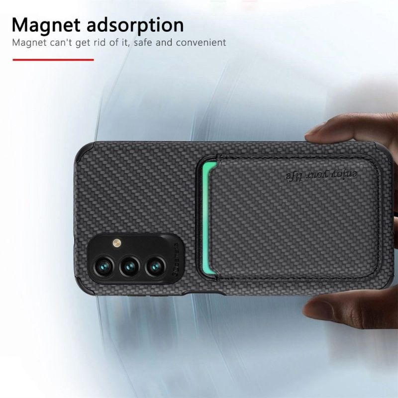 Kryty Na Mobil Na Samsung Galaxy M23 5G Držák Magnetické Karty Z Uhlíkových Vláken