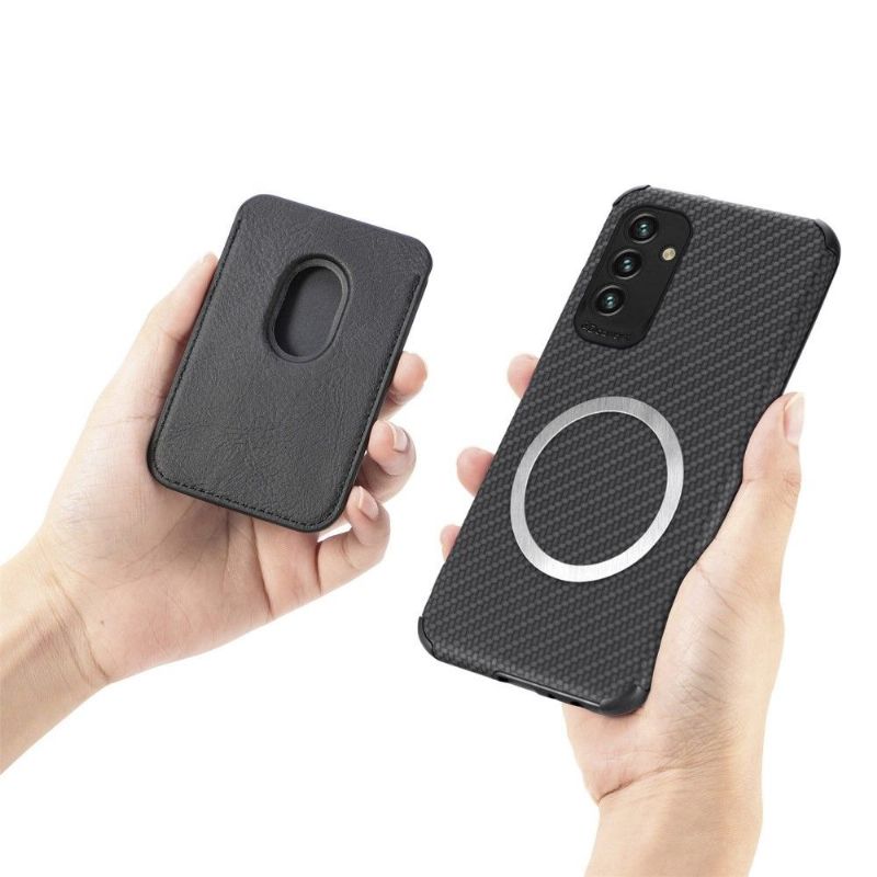 Kryty Na Mobil Na Samsung Galaxy M23 5G Držák Magnetické Karty Z Uhlíkových Vláken