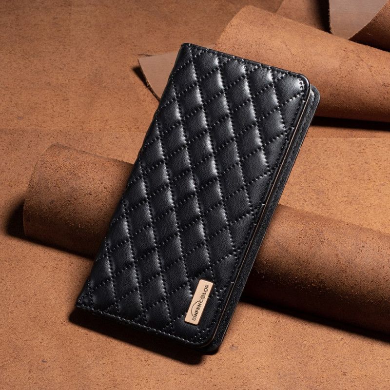 Kožené Pouzdro Folio Samsung Galaxy A15 Prošívaná Binfen Barva