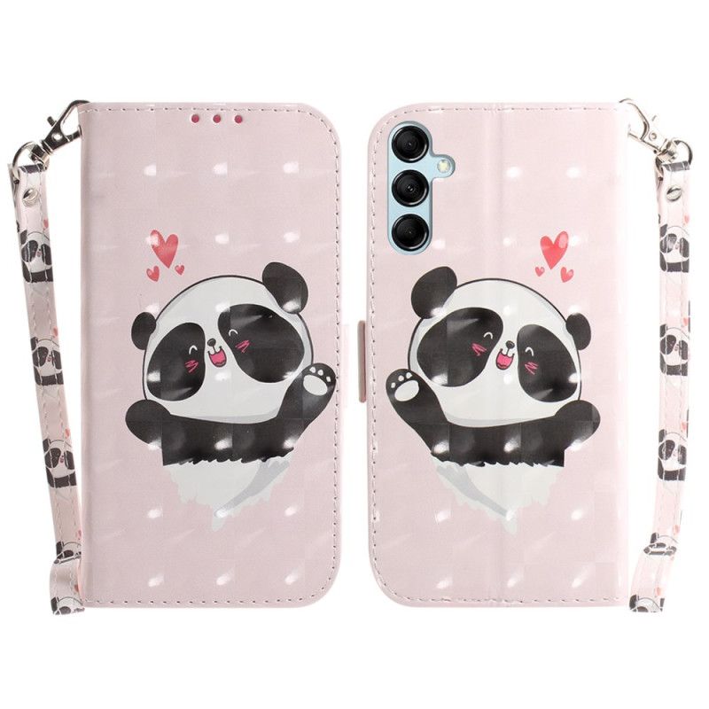 Kožený Kryt Na Samsung Galaxy A15 Panda Love S Popruhem