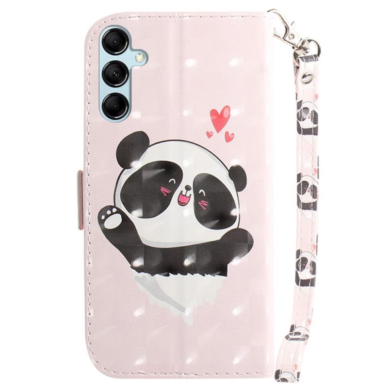 Kožený Kryt Na Samsung Galaxy A15 Panda Love S Popruhem