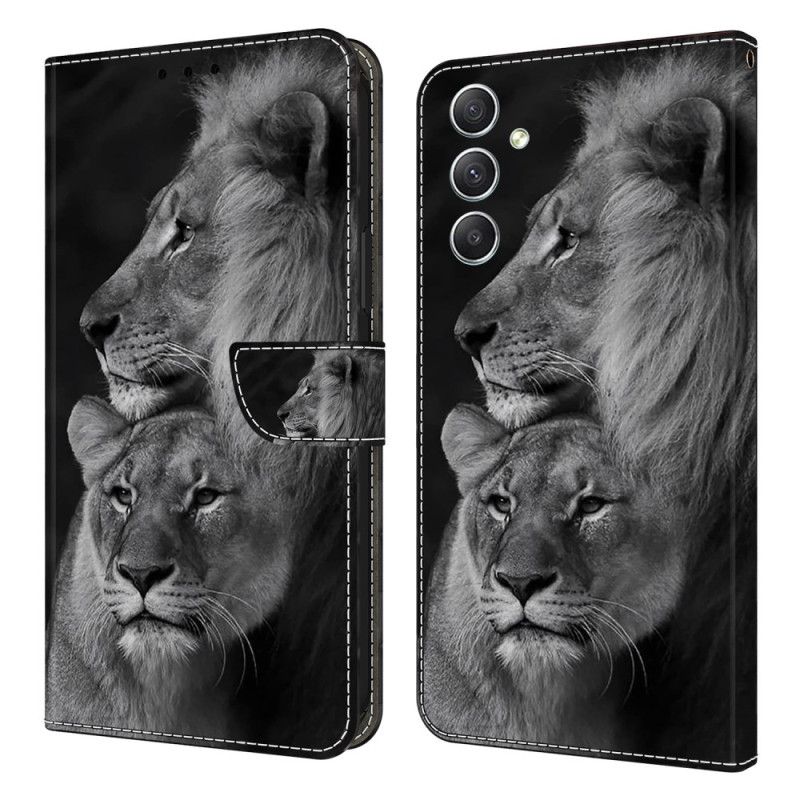 Kožený Kryt Na Samsung Galaxy A15 Pár Lvů