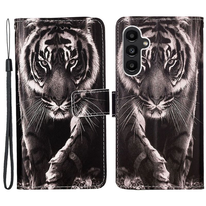 Kožený Kryt Na Samsung Galaxy A15 Tygr S Popruhem