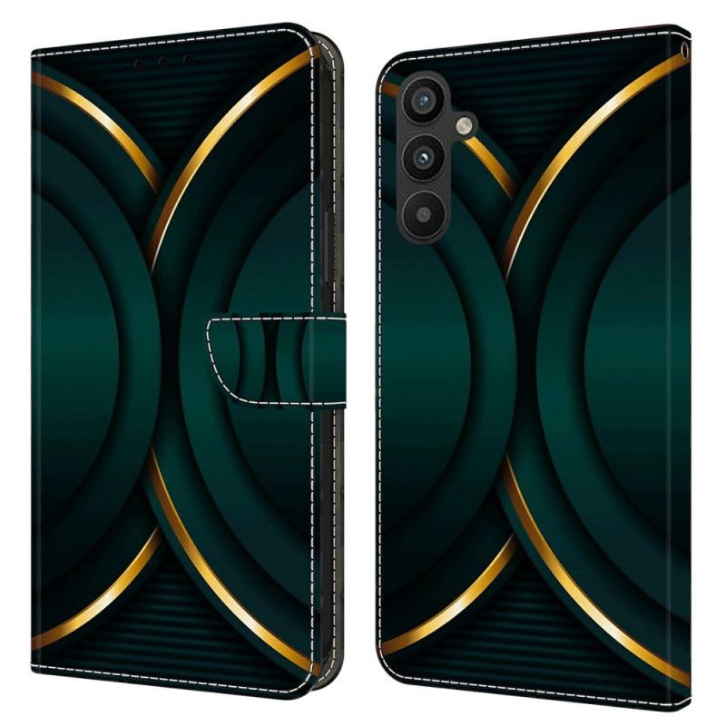 Kožený Kryt Na Samsung Galaxy A15 Zlatý Obrys