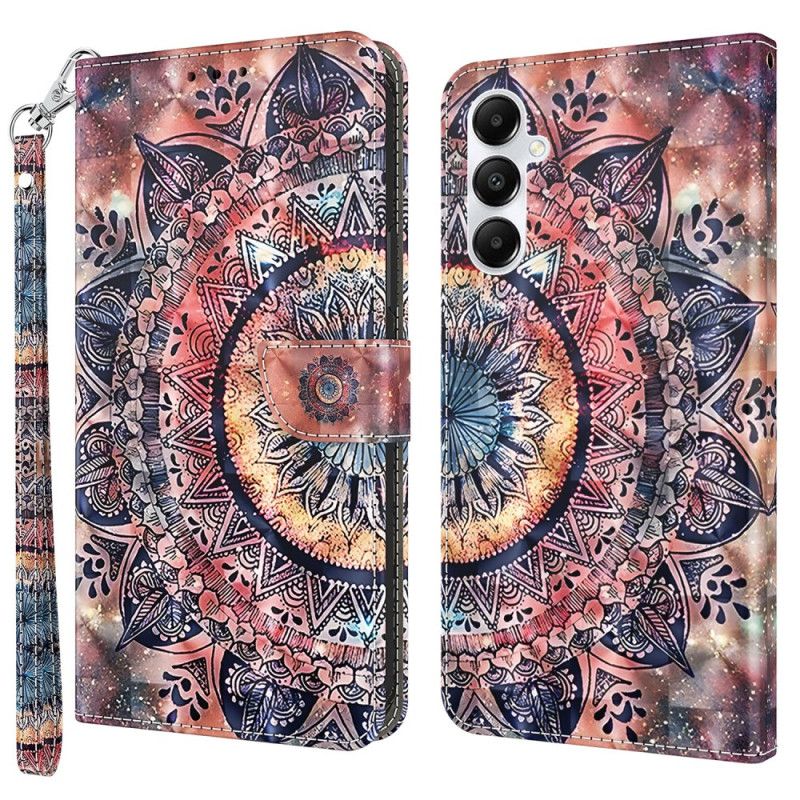 Kožený Kryt Samsung Galaxy A15 Barevná Mandala S Popruhem