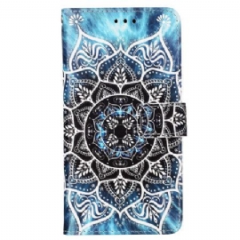 Kožený Kryt Samsung Galaxy A15 Květinová Mandala S Popruhem