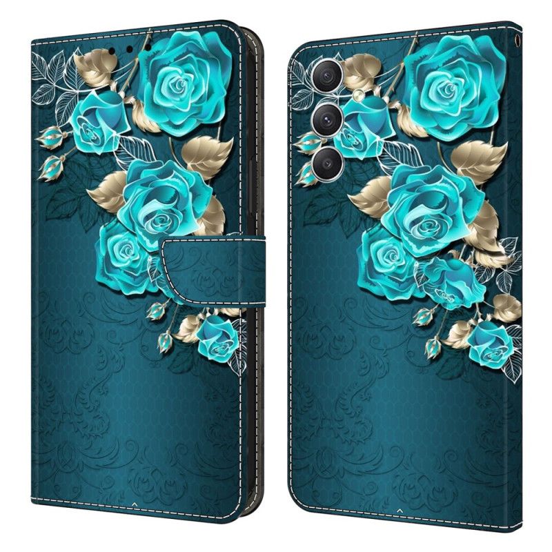 Kožený Kryt Samsung Galaxy A15 Modré Růže