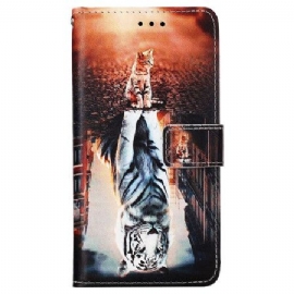 Kožený Kryt Samsung Galaxy A15 Sen O Kotěti S Popruhem