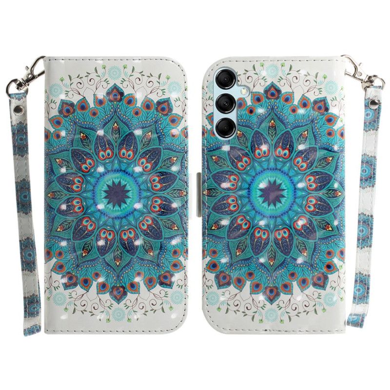 Kožený Kryt Samsung Galaxy A15 Zelená Mandala S Popruhem