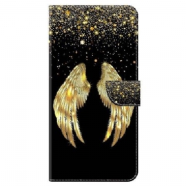 Kožený Kryt Samsung Galaxy A15 Zlatá Křídla