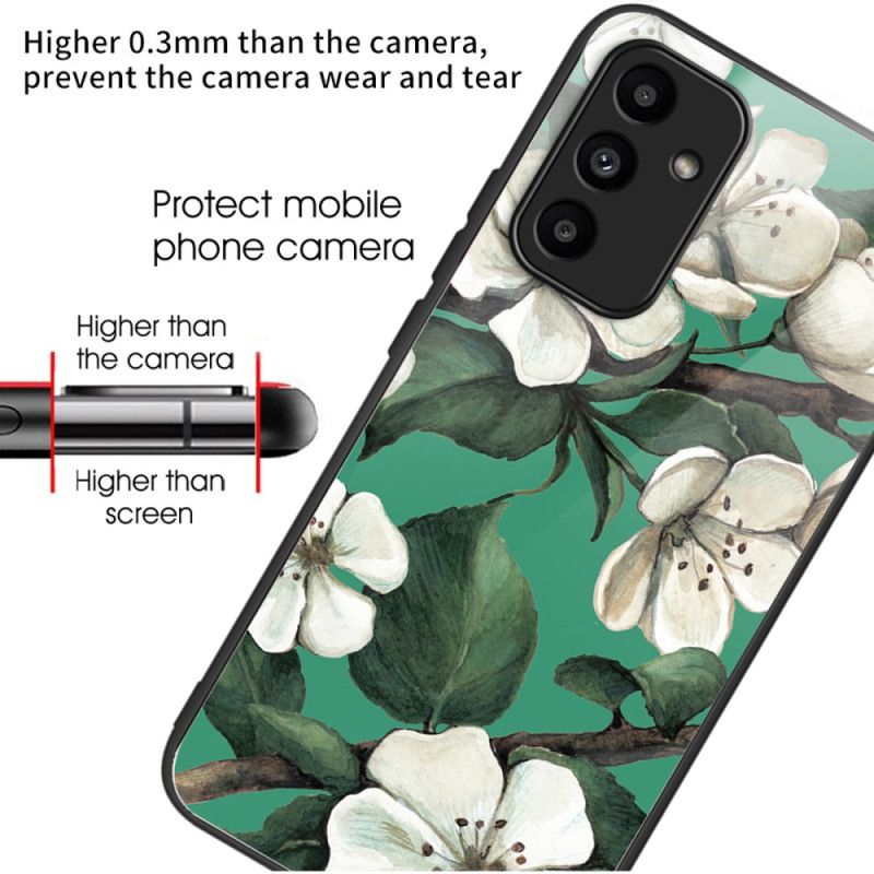 Kryt Na Samsung Galaxy A15 Tvrzené Sklo Bílé Květy