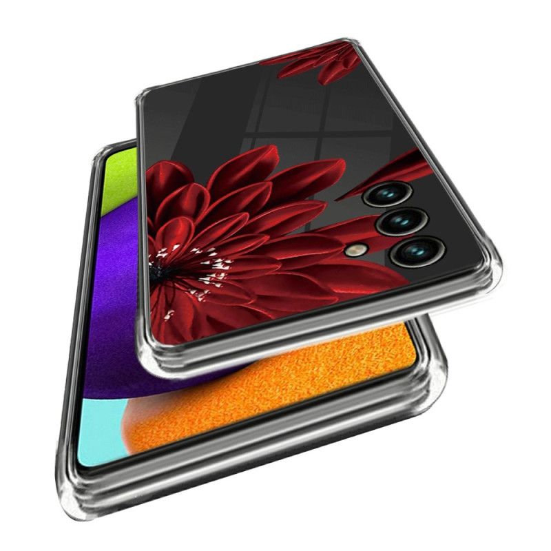 Kryt Samsung Galaxy A15 Červený Květ