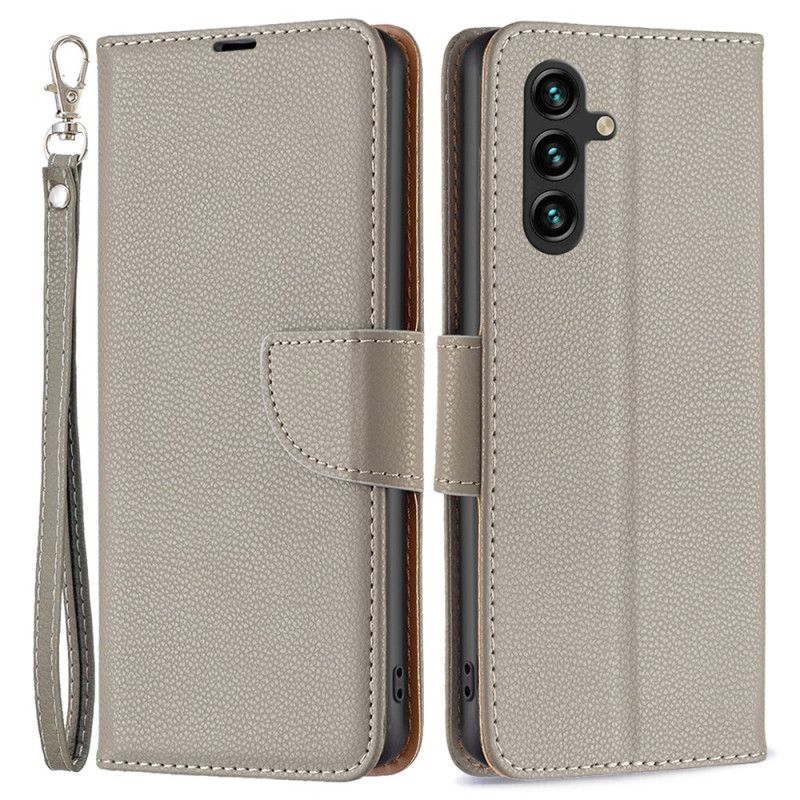 Peněženková Pouzdra Samsung Galaxy A15 Kožený Styl Litchi S Páskem