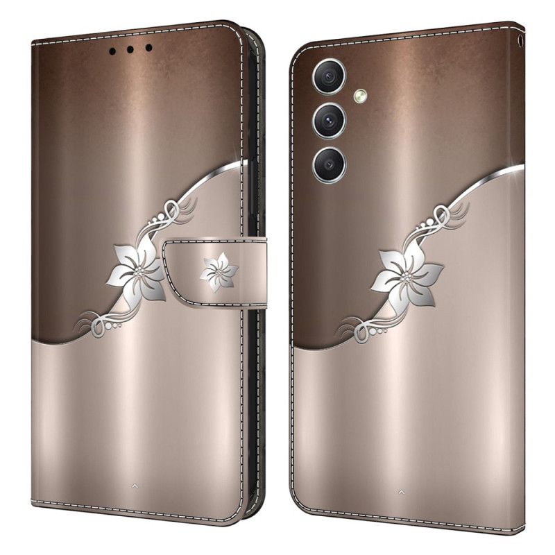 Peněženková Pouzdra Samsung Galaxy A15 Stříbrný Květ