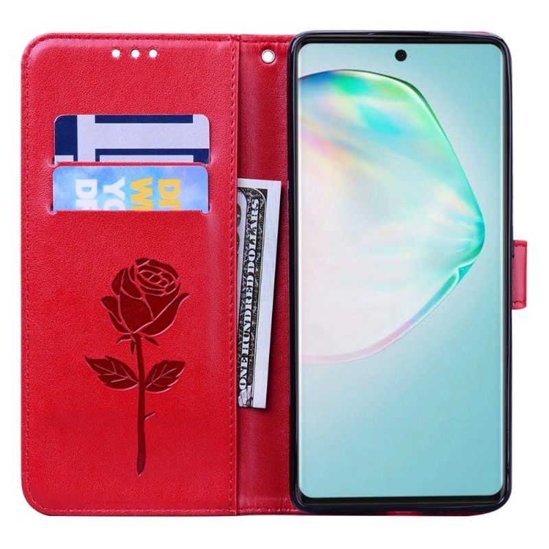Kožené Pouzdro Na Samsung Galaxy S10 Lite Vzor Imitace Kůže Růže