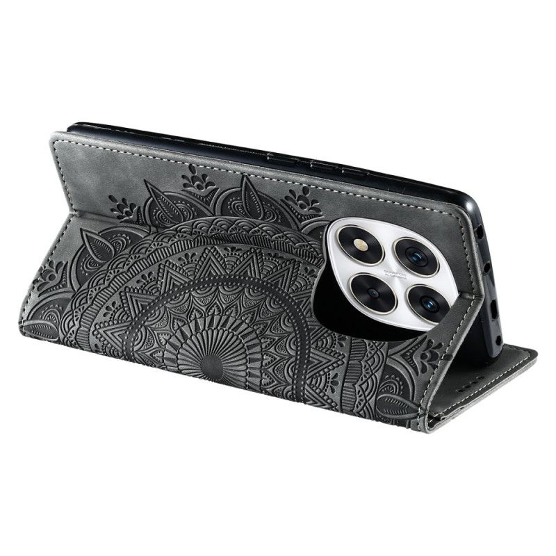 Kožené Pouzdro Folio Xiaomi Redmi Note 14 Pro Plus 5g Semišový Efekt Mandala