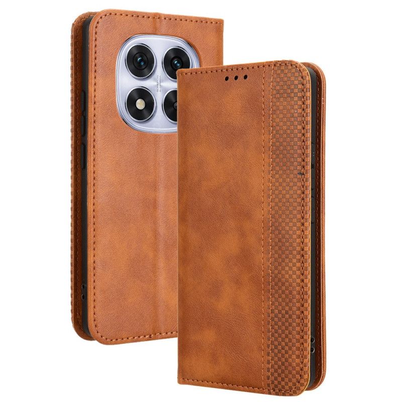 Kožené Pouzdro Folio Xiaomi Redmi Note 14 Pro Plus 5g Vintage Okraj