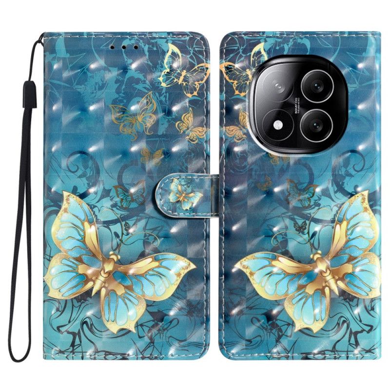 Kožený Kryt Na Xiaomi Redmi Note 14 Pro Plus 5g 3d Motýli