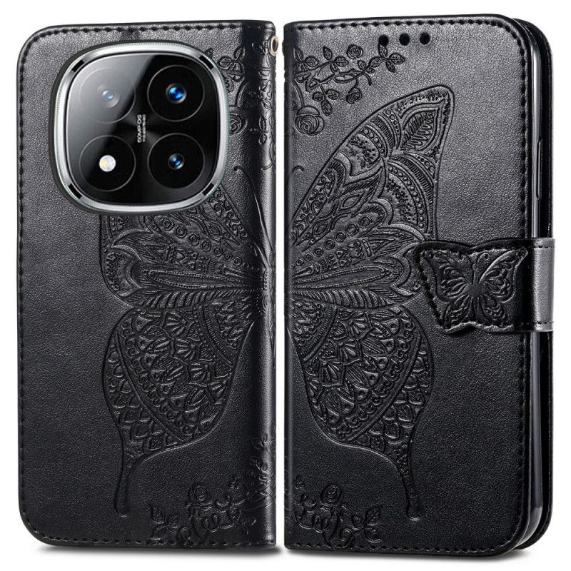 Kožený Kryt Na Xiaomi Redmi Note 14 Pro Plus 5g Barokní Motýl
