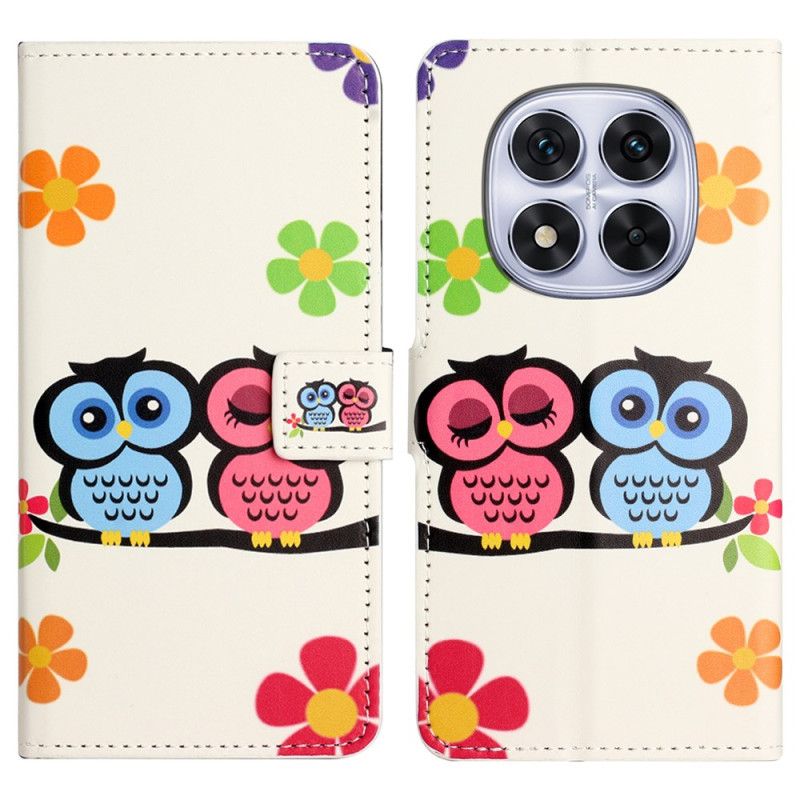 Kožený Kryt Na Xiaomi Redmi Note 14 Pro Plus 5g Dvojice Sov