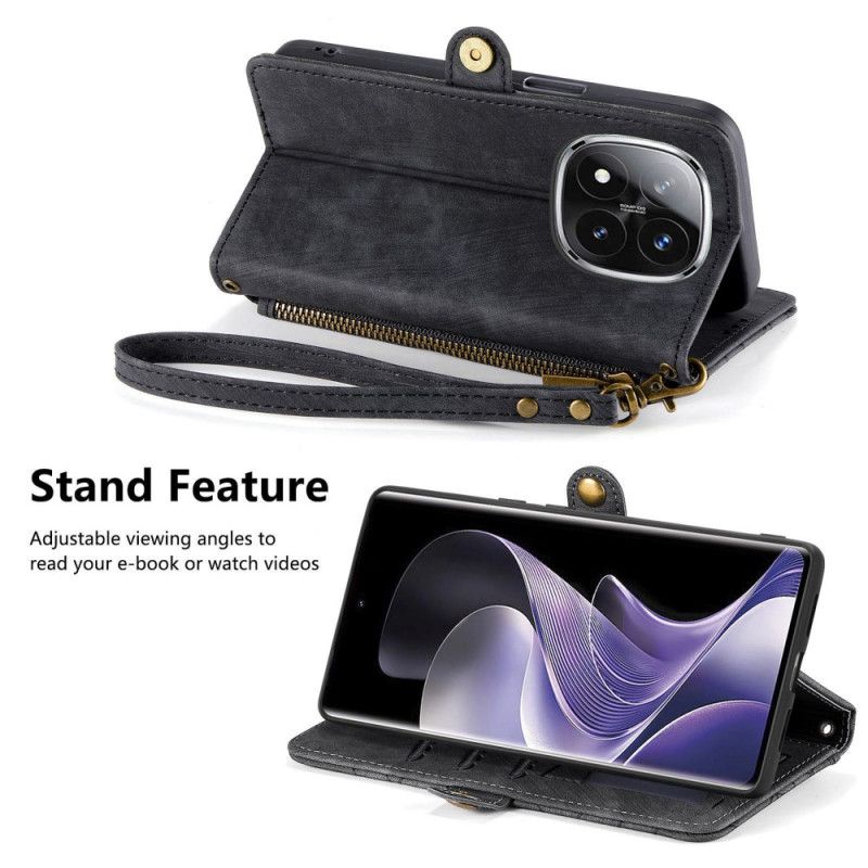 Kožený Kryt Na Xiaomi Redmi Note 14 Pro Plus 5g Peněženka S Geometrickými Liniemi