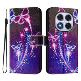 Kožený Kryt Na Xiaomi Redmi Note 14 Pro Plus 5g Slavnostní Vzor Motýlů