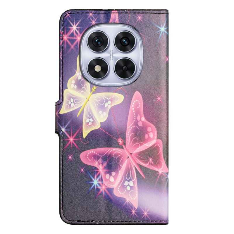 Kožený Kryt Na Xiaomi Redmi Note 14 Pro Plus 5g Třpytivé Motýli