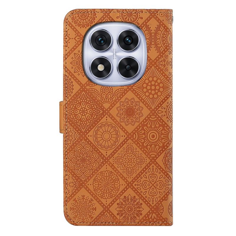 Kožený Kryt Xiaomi Redmi Note 14 Pro Plus 5g Etnický Vzor