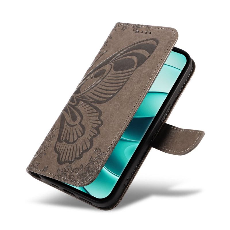 Kožený Kryt Xiaomi Redmi Note 14 Pro Plus 5g Grafický Motýl