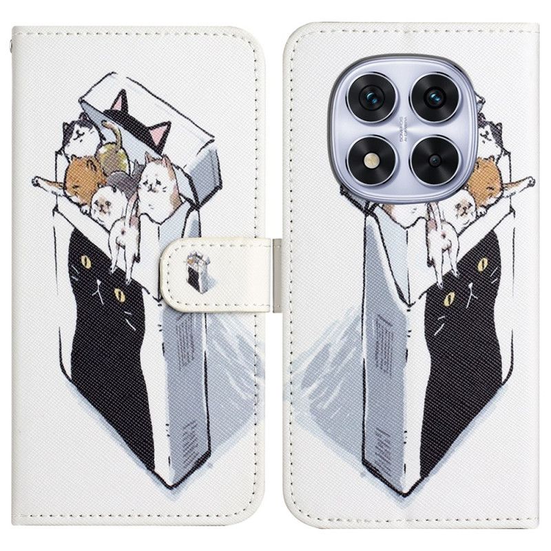 Kožený Kryt Xiaomi Redmi Note 14 Pro Plus 5g Kočky V Krabici