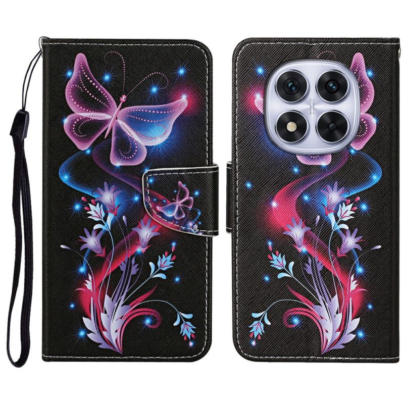 Kožený Kryt Xiaomi Redmi Note 14 Pro Plus 5g Svítící Motýli