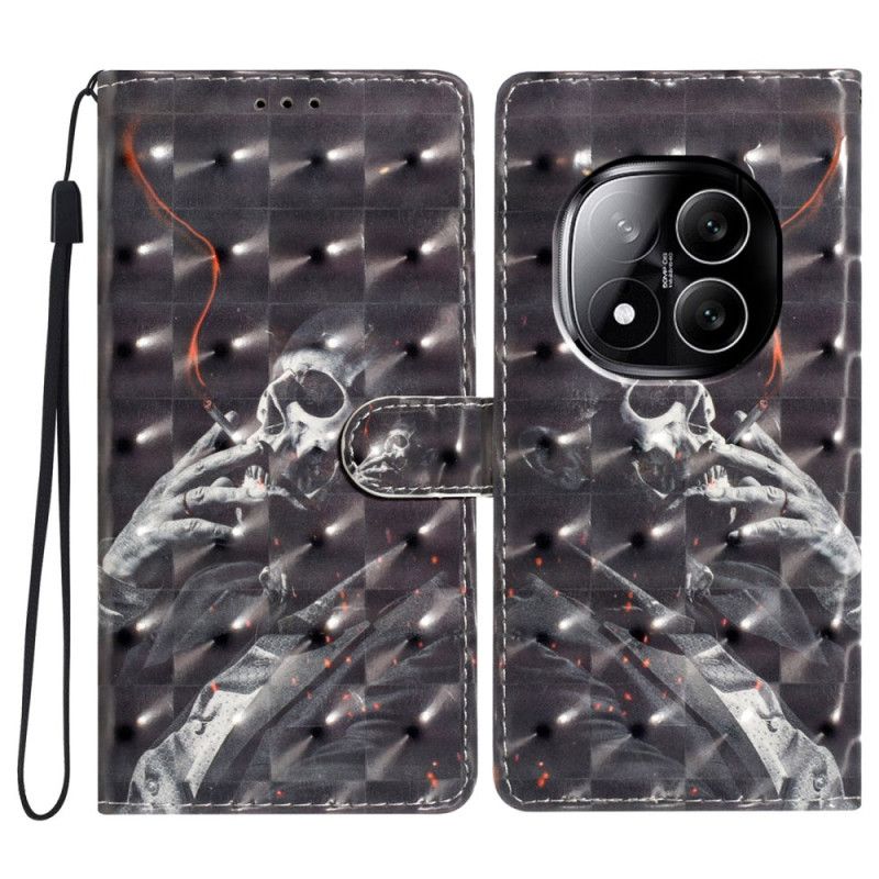 Peněženková Pouzdra Xiaomi Redmi Note 14 Pro Plus 5g Kryty Na Mobil 3d Kouřící Kostlivec