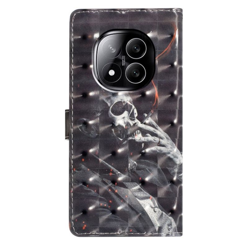 Peněženková Pouzdra Xiaomi Redmi Note 14 Pro Plus 5g Kryty Na Mobil 3d Kouřící Kostlivec