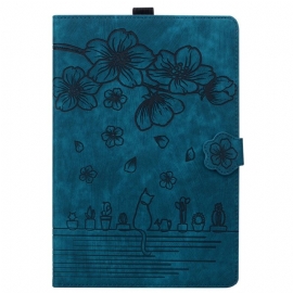 Kožený Kryt Na Samsung Galaxy Tab S10 Fe Plus Kočičí Scéna