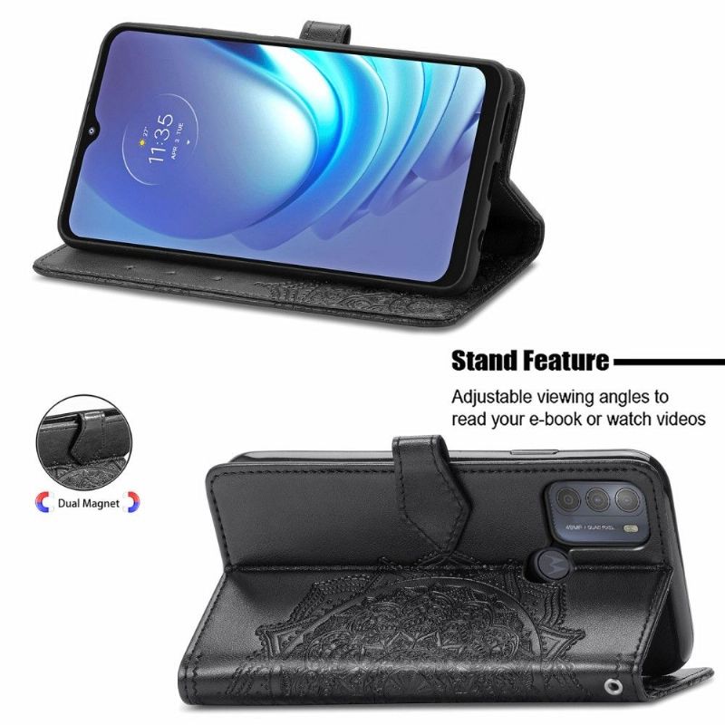 Flipové Pouzdro Na Motorola Moto G50 Mandala Reliéf Z Umělé Kůže Retro