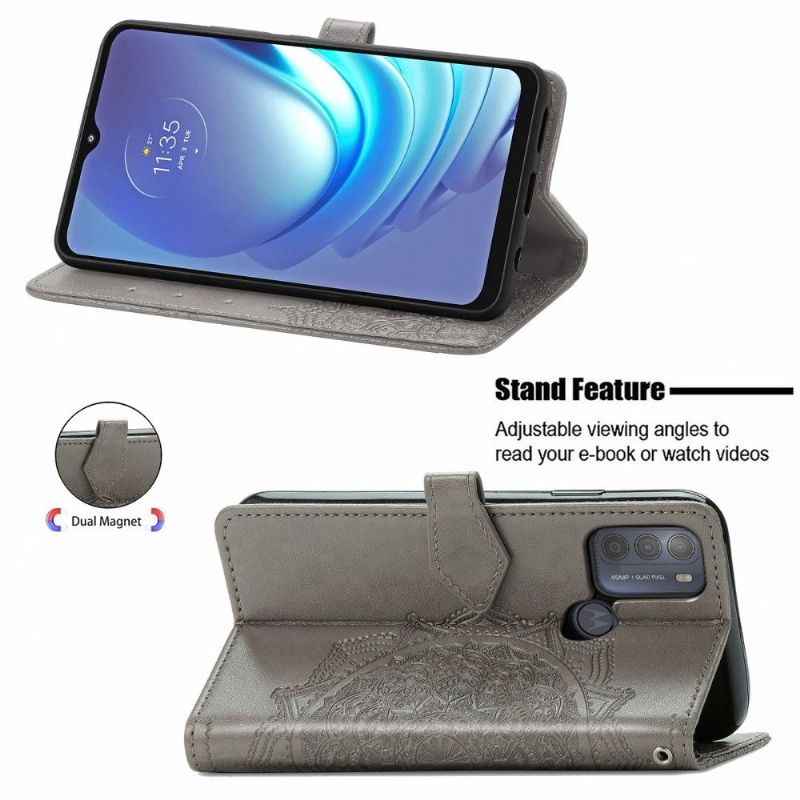 Flipové Pouzdro Na Motorola Moto G50 Mandala Reliéf Z Umělé Kůže Retro