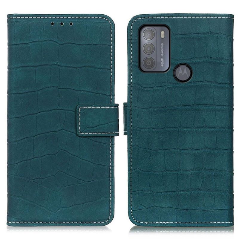 Flipové Pouzdro Na Motorola Moto G50 Vzhled Imitace Kůže Croc