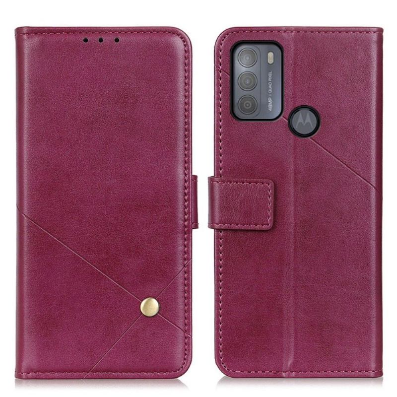 Kožené Pouzdro Na Motorola Moto G50 Flipové Pouzdro Klapka Z Umělé Kůže S Nýtem