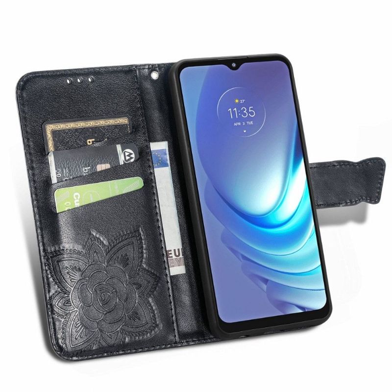 Kožené Pouzdro Na Motorola Moto G50 Reliéfní Motýl