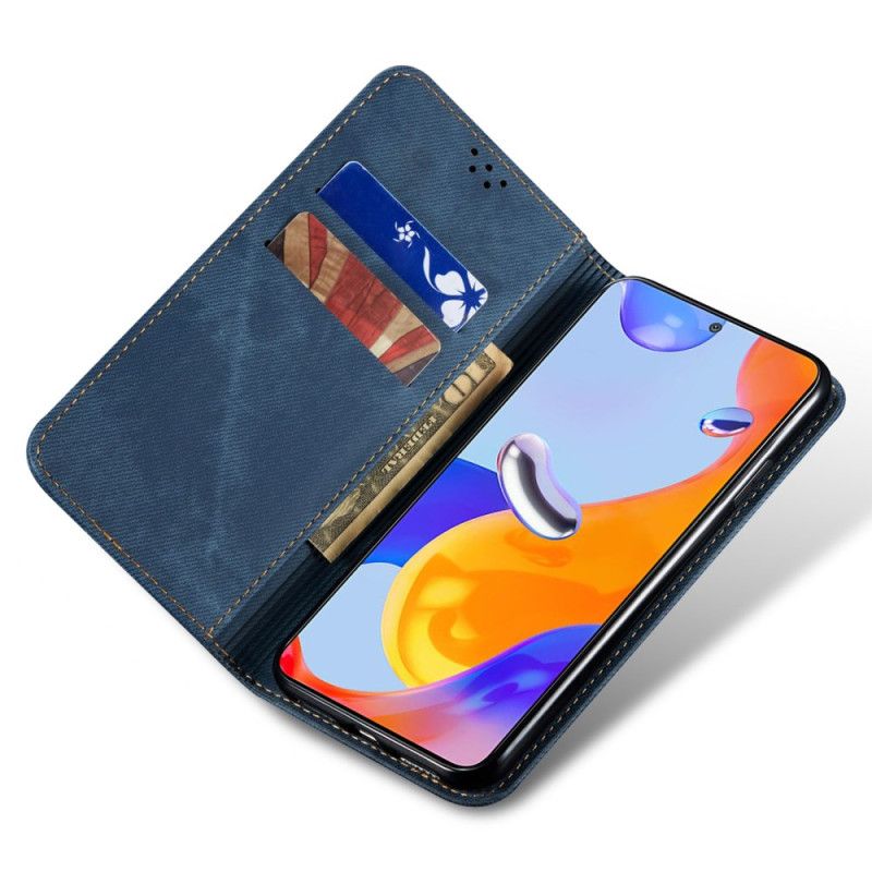 Kožené Pouzdro Folio Poco X6 5g Džínová Tkanina