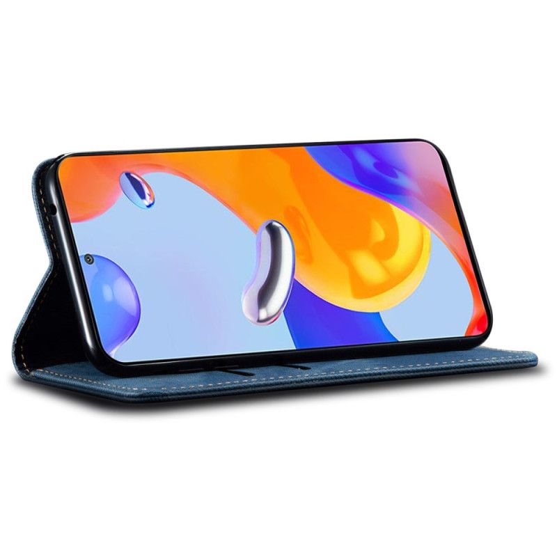 Kožené Pouzdro Folio Poco X6 5g Džínová Tkanina