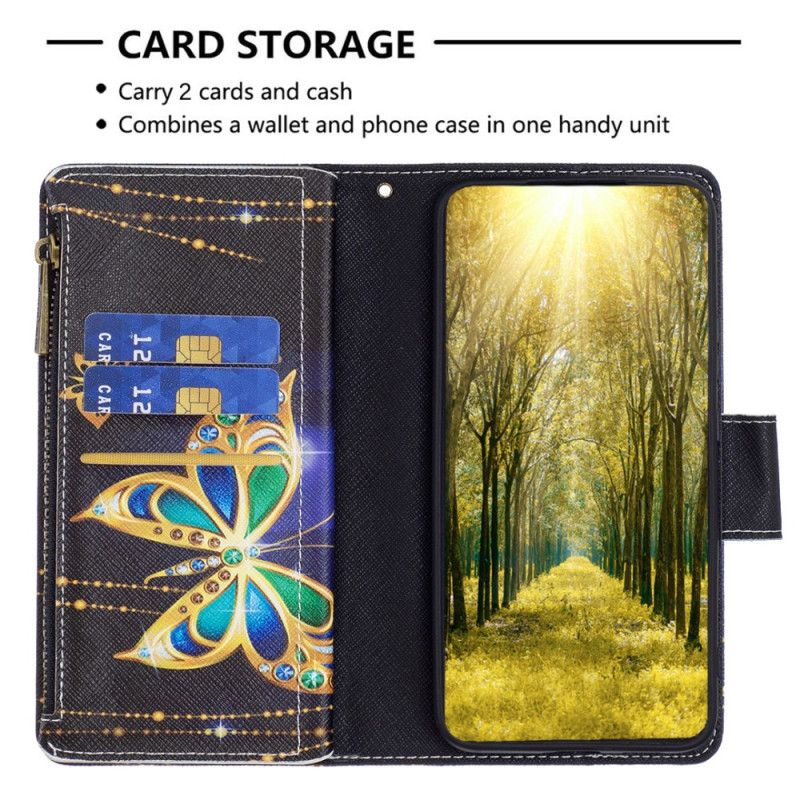 Kožený Kryt Na Poco X6 5g Štrasová Peněženka Butterfly