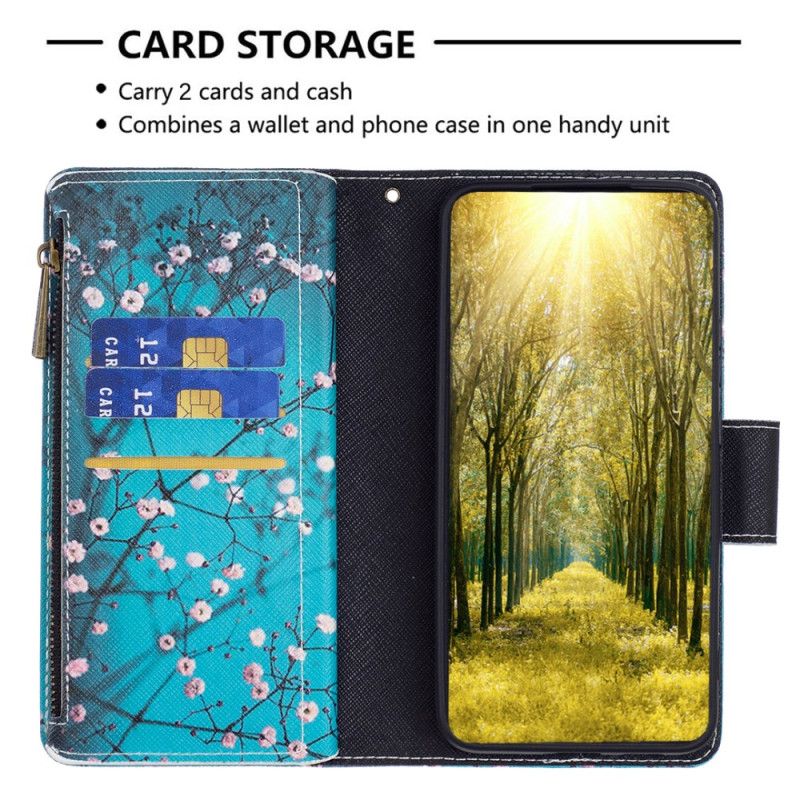 Kožený Kryt Poco X6 5g Peněženka Plum Blossom