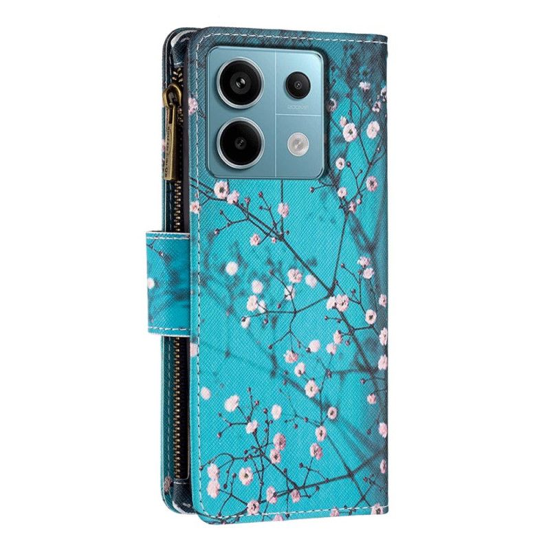Kožený Kryt Poco X6 5g Peněženka Plum Blossom